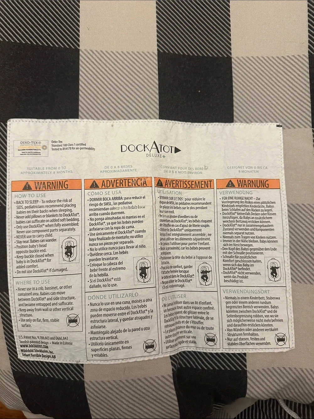 DockATot Neutral Gray Plaid Baby Lounger